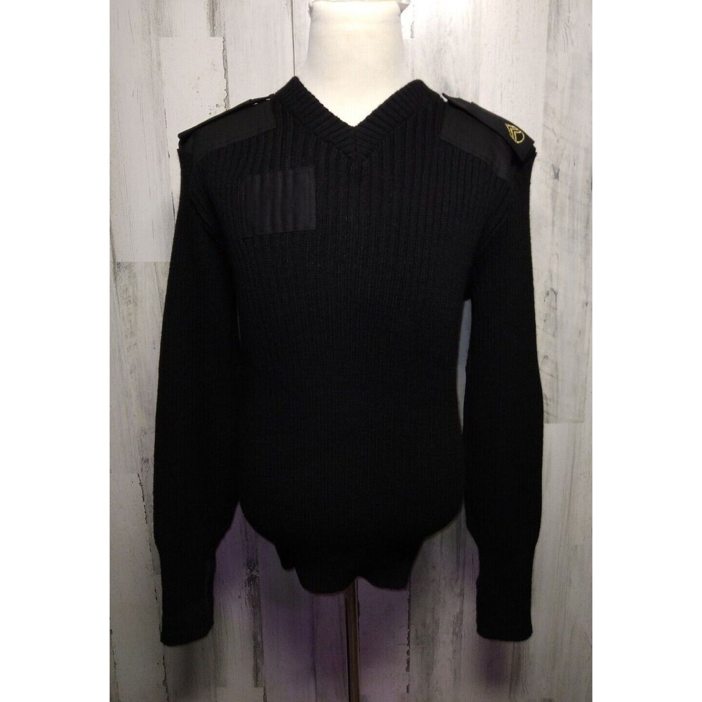 MENS VINTAGE Jack Young Associates BLACK 100% Wool SWEATER Commando Size 44